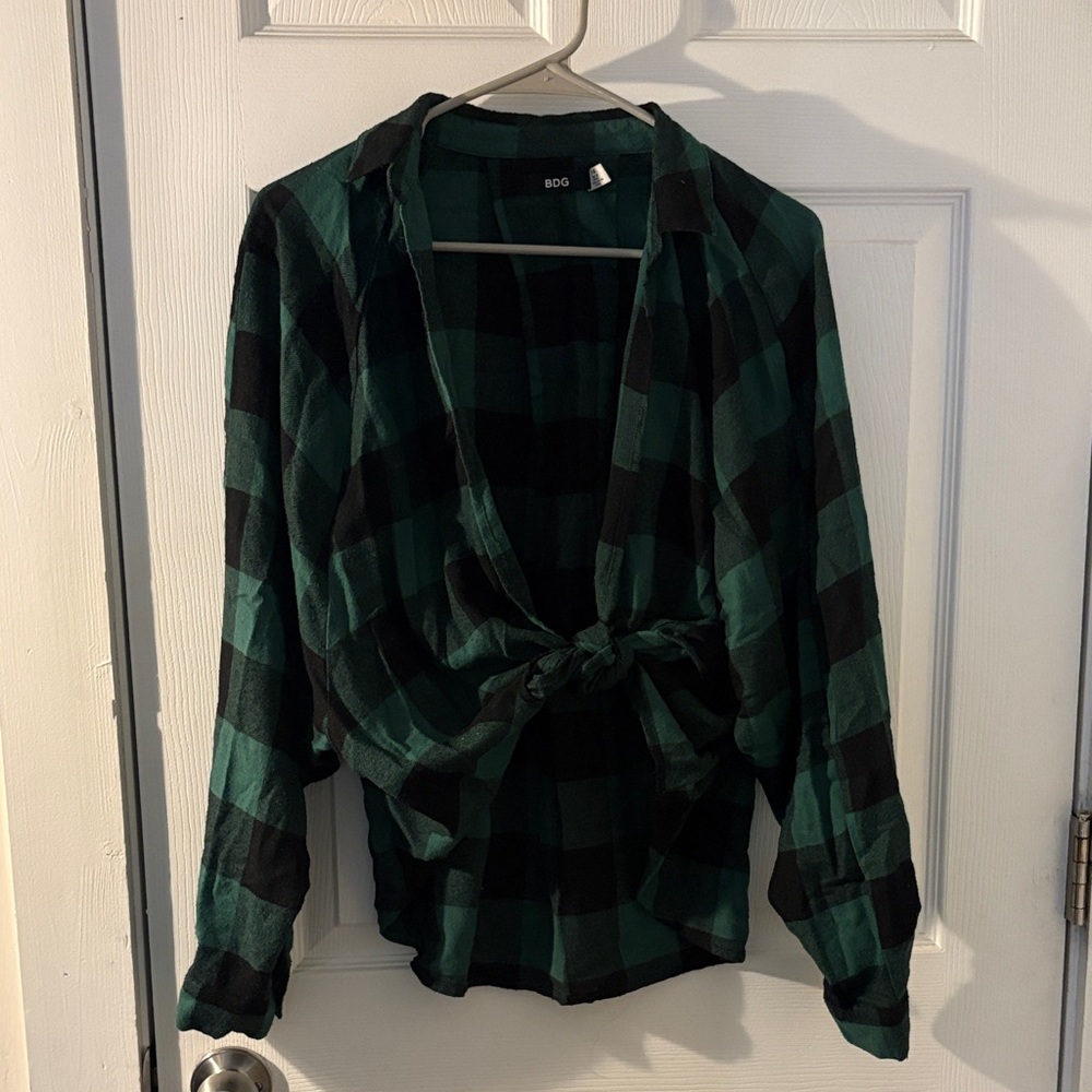 BDG Green and Black Checkered Shirt